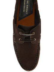 Frank Wright Brown Suede Mens Leather Slip-On Boat Shoes - Image 4 of 4