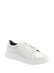Frank Wright White Mens Suede Lace-Up Trainers - Image 1 of 4