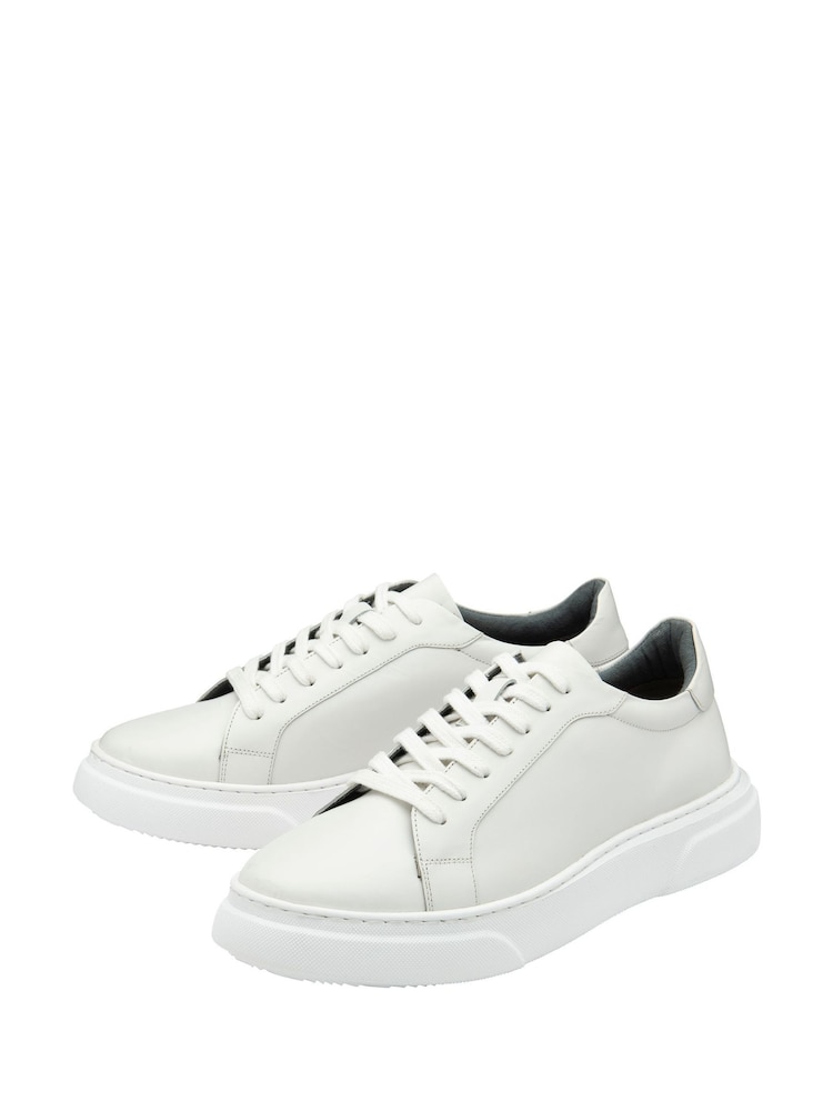 Frank Wright White Mens Suede Lace-Up Trainers - Image 2 of 4