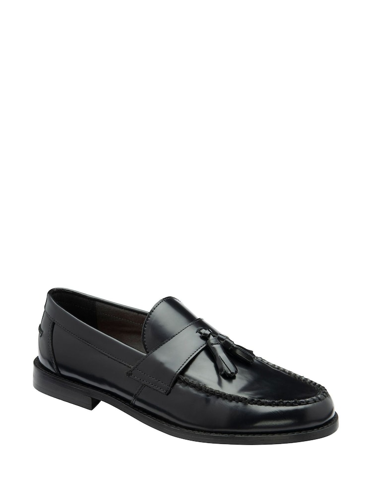 Frank Wright Black Mens Leather Slip-On Loafers - Image 1 of 4