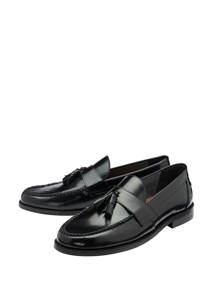 Frank Wright Black Mens Leather Slip-On Loafers - Image 2 of 4