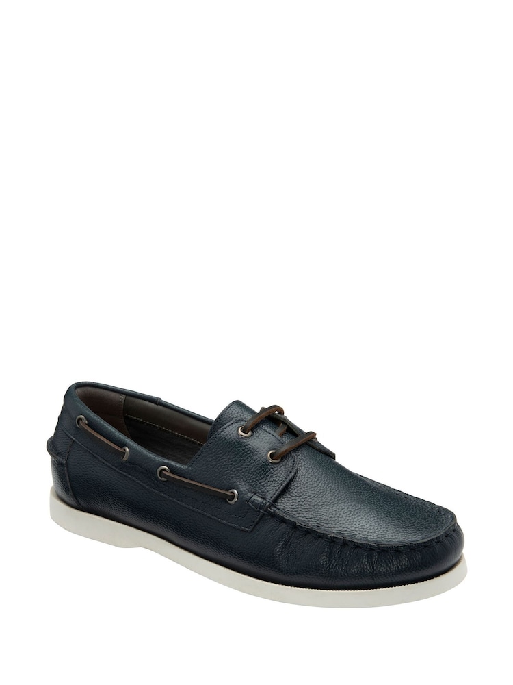 Frank Wright Blue Mens Leather Slip-On Boat Shoes - Image 1 of 4 Frank Wright Blue Mens Leather Slip-On Boat Shoes - Image 1 of 4