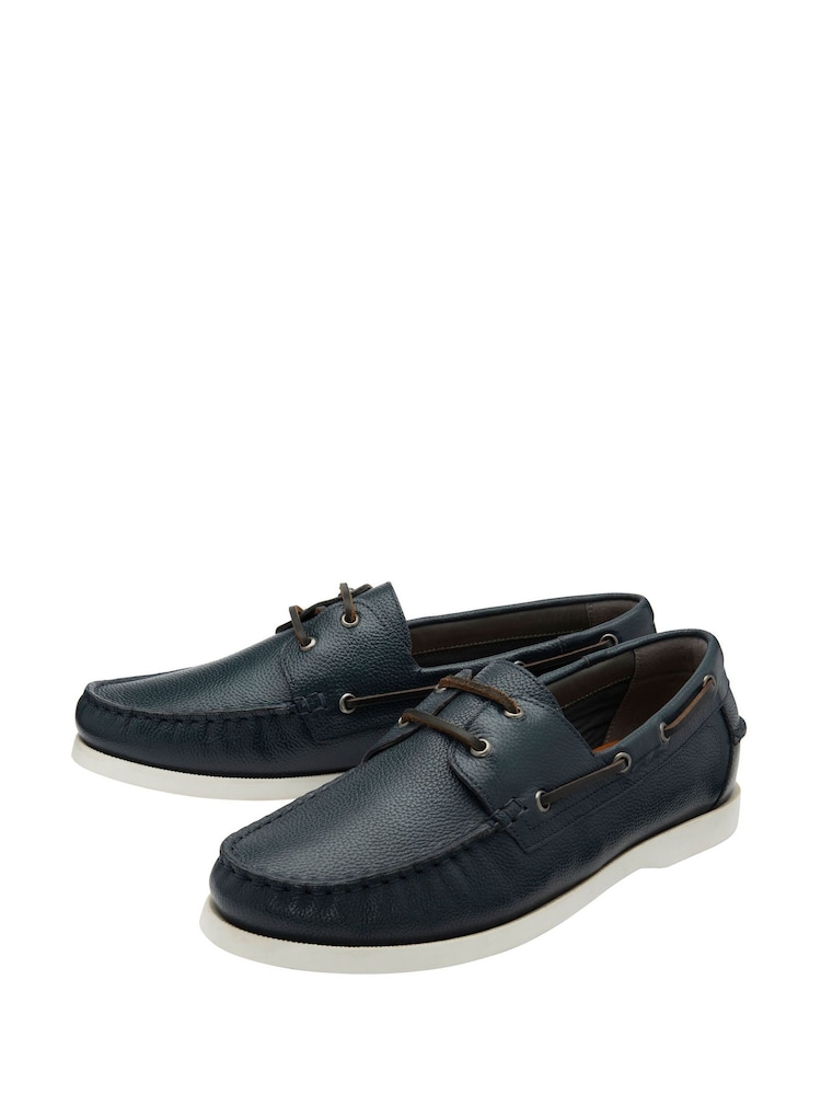 Frank Wright Blue Mens Leather Slip-On Boat Shoes - Image 2 of 4 Frank Wright Blue Mens Leather Slip-On Boat Shoes - Image 2 of 4