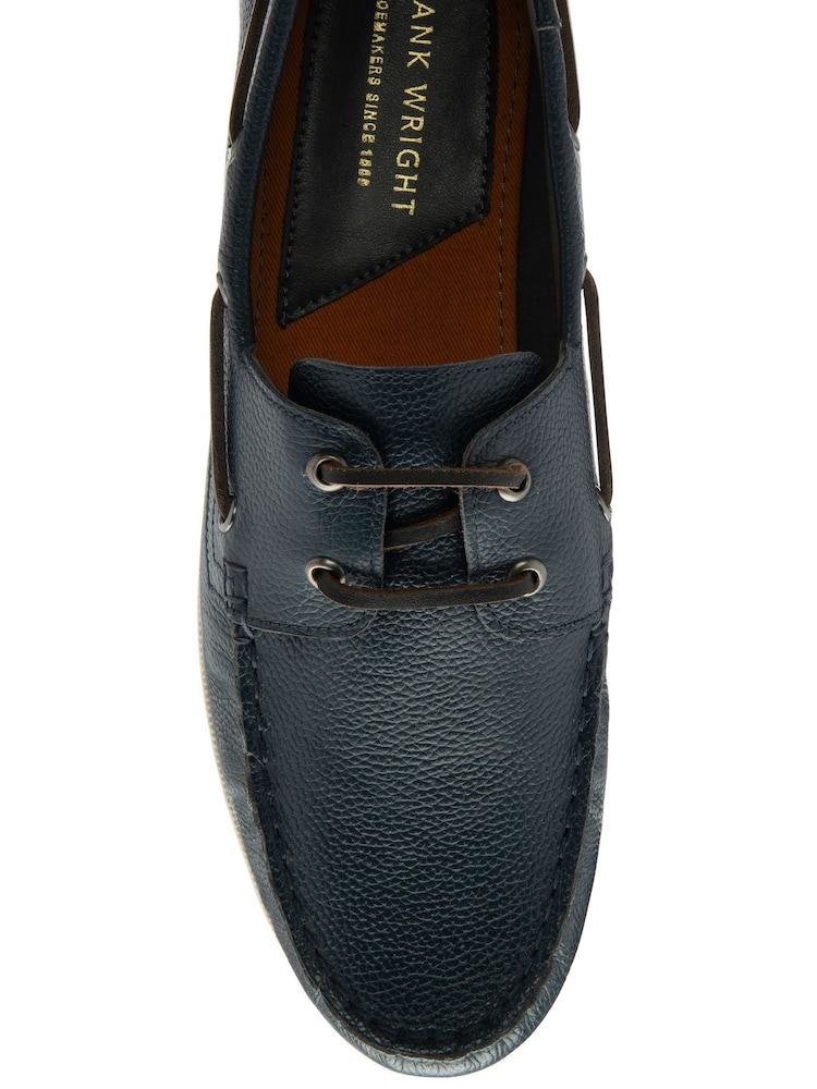 Frank Wright Blue Mens Leather Slip-On Boat Shoes - Image 4 of 4