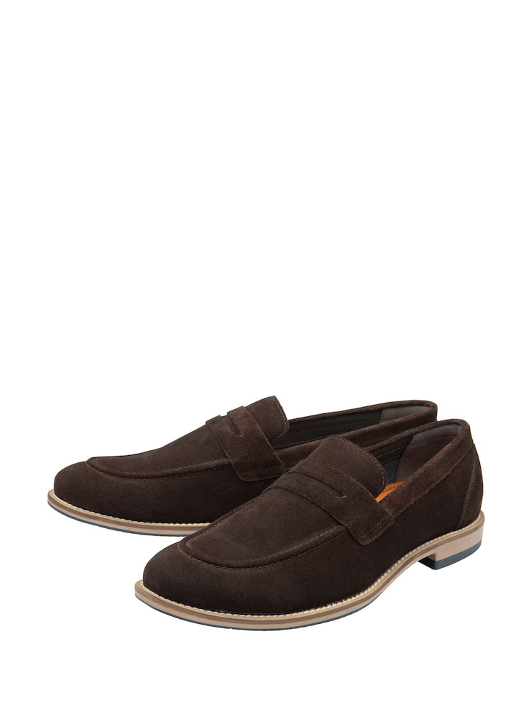 Frank Wright Brown Suede Suede Slip On Loafers - Image 2 of 4 Frank Wright Brown Suede Suede Slip On Loafers - Image 2 of 4