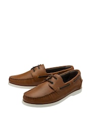 Frank Wright Brown Mens Leather Slip-On Boat Shoes - Image 2 of 4