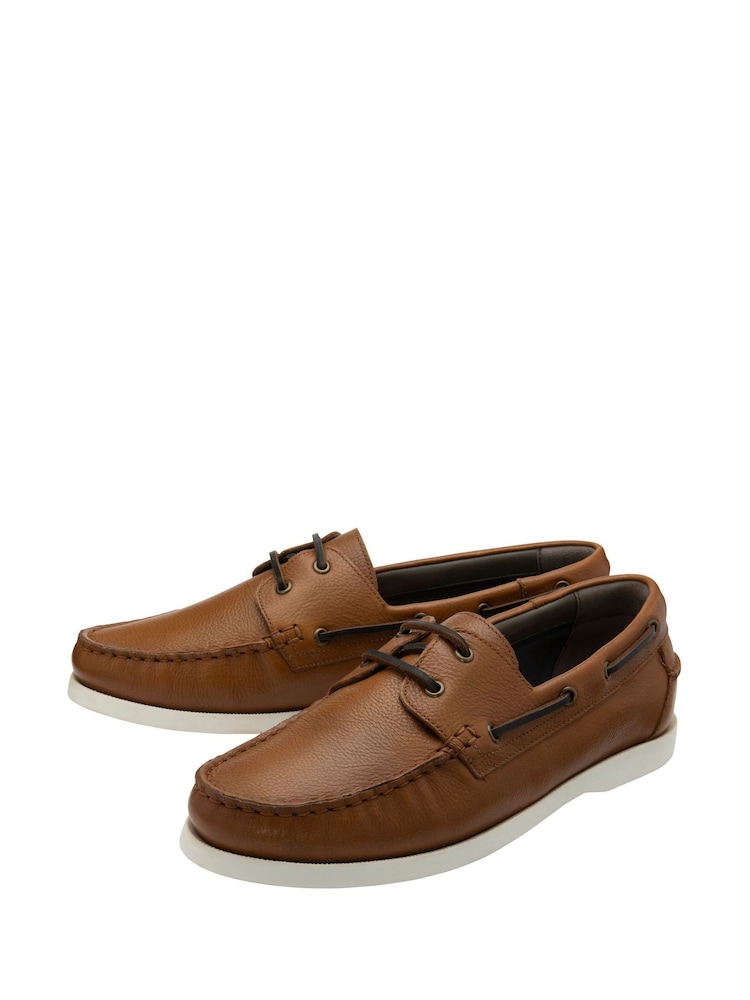 Frank Wright Brown Mens Leather Slip-On Boat Shoes - Image 2 of 4