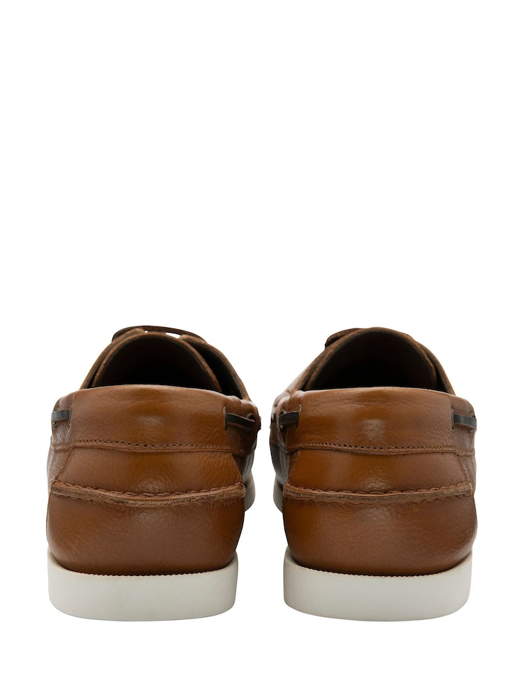 Buy Frank Wright Brown Mens Leather Slip-On Boat Shoes from  display picture 1