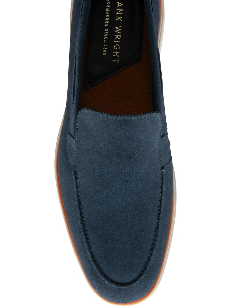 Frank Wright Blue Mens Suede Slip-On Loafers - Image 4 of 4