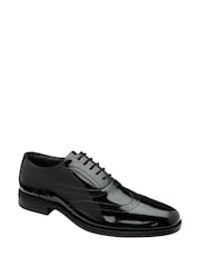 Frank Wright Black Mens Patent Leather Lace-Up Brogue Shoes - Image 1 of 4
