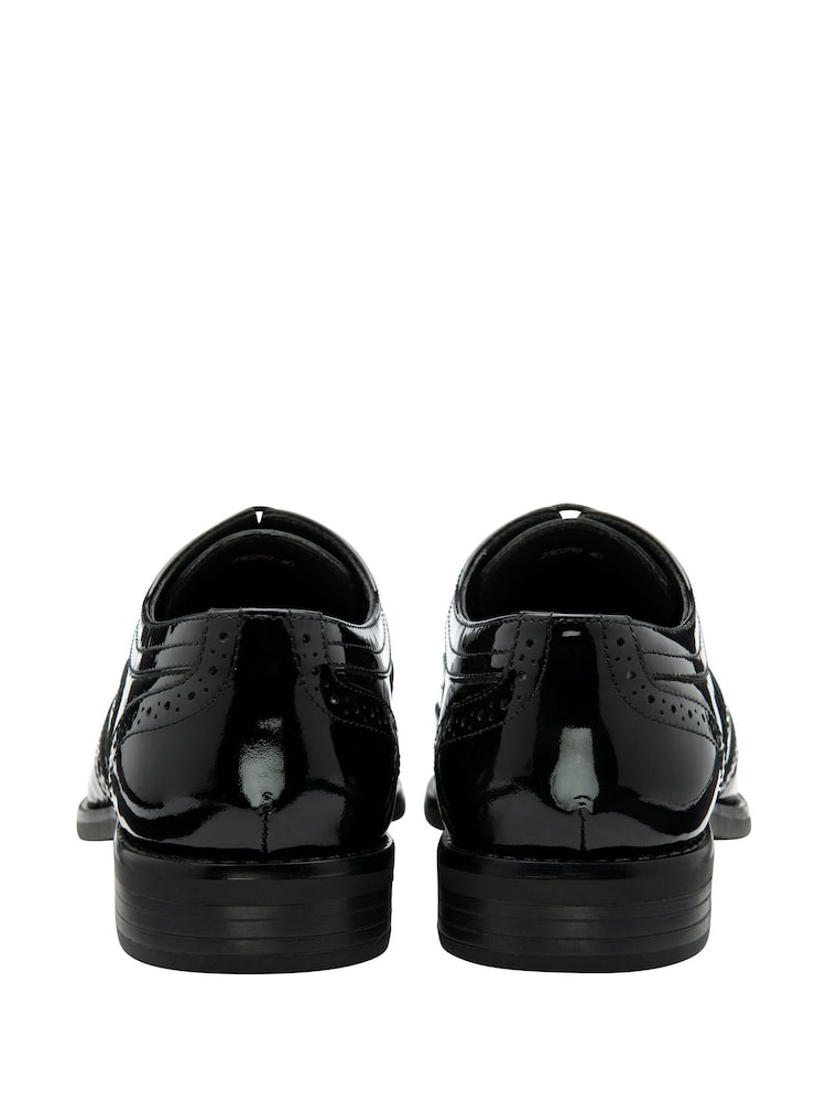 Frank Wright Black Mens Patent Leather Lace-Up Brogue Shoes - Image 3 of 4