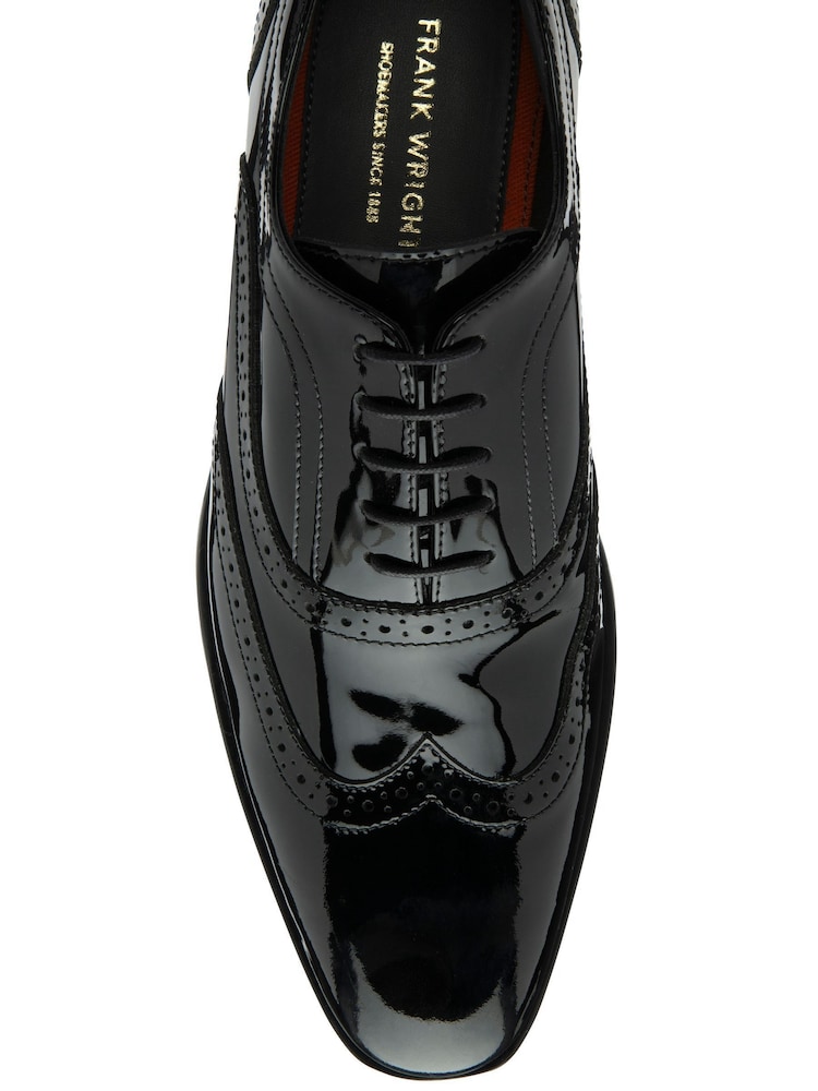 Frank Wright Black Mens Patent Leather Lace-Up Brogue Shoes - Image 4 of 4
