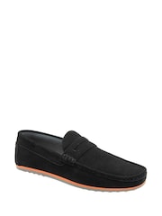 Frank Wright Black Mens Suede Slip-On Loafers - Image 1 of 4