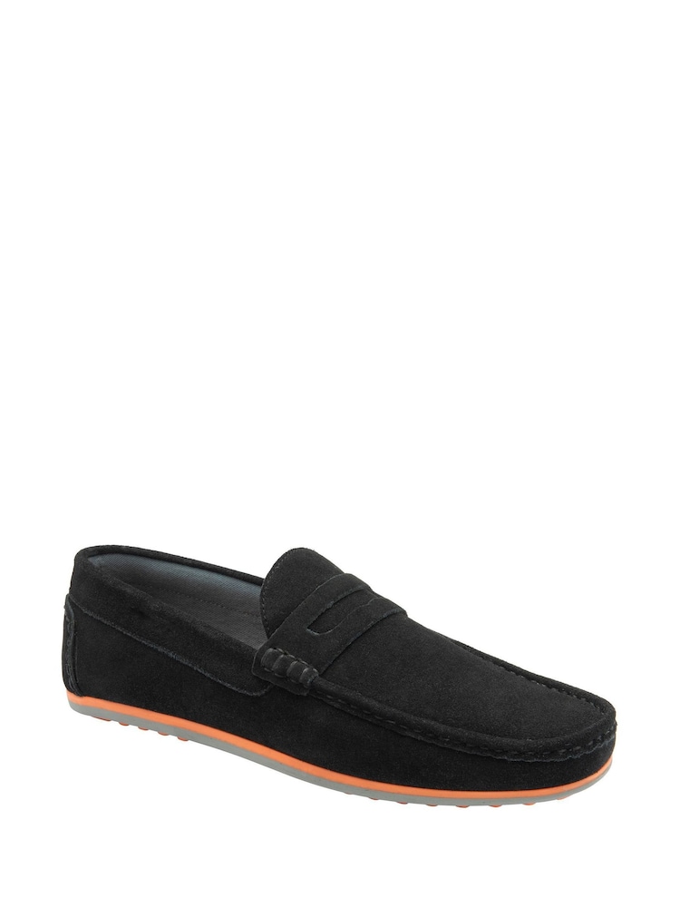 Frank Wright Black Mens Suede Slip-On Loafers - Image 1 of 4
