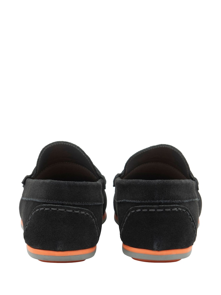 Buy Frank Wright Black Mens Suede Slip-On Loafers from Next USA display picture 1