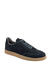 Frank Wright Blue Mens Suede Lace-Up Trainers - Image 1 of 4