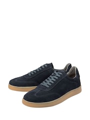 Frank Wright Blue Mens Suede Lace-Up Trainers - Image 2 of 4