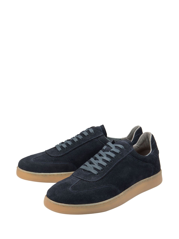 Frank Wright Blue Mens Suede Lace-Up Trainers - Image 2 of 4