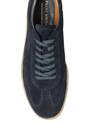 Frank Wright Blue Mens Suede Lace-Up Trainers - Image 4 of 4