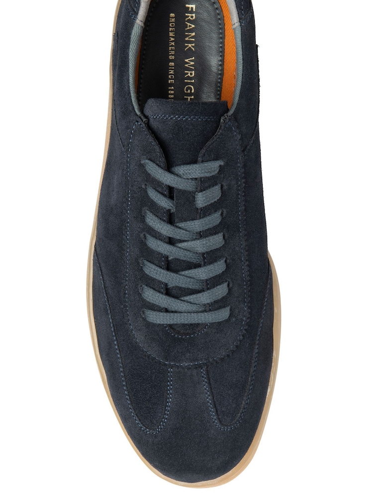 Frank Wright Blue Mens Suede Lace-Up Trainers - Image 4 of 4