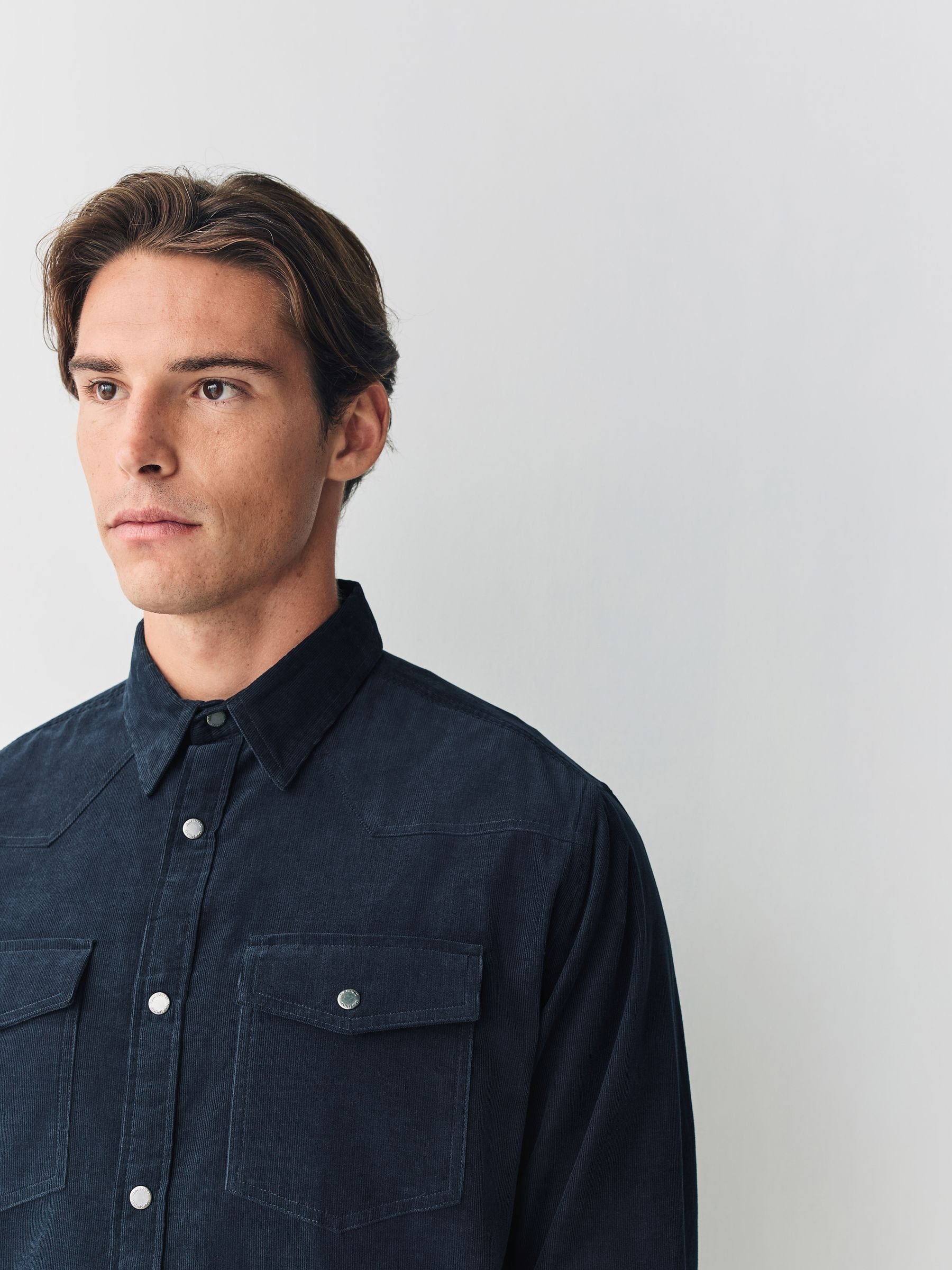 Buy Navy Blue Western Styling Long Sleeve Cord Shirt from Next USA
