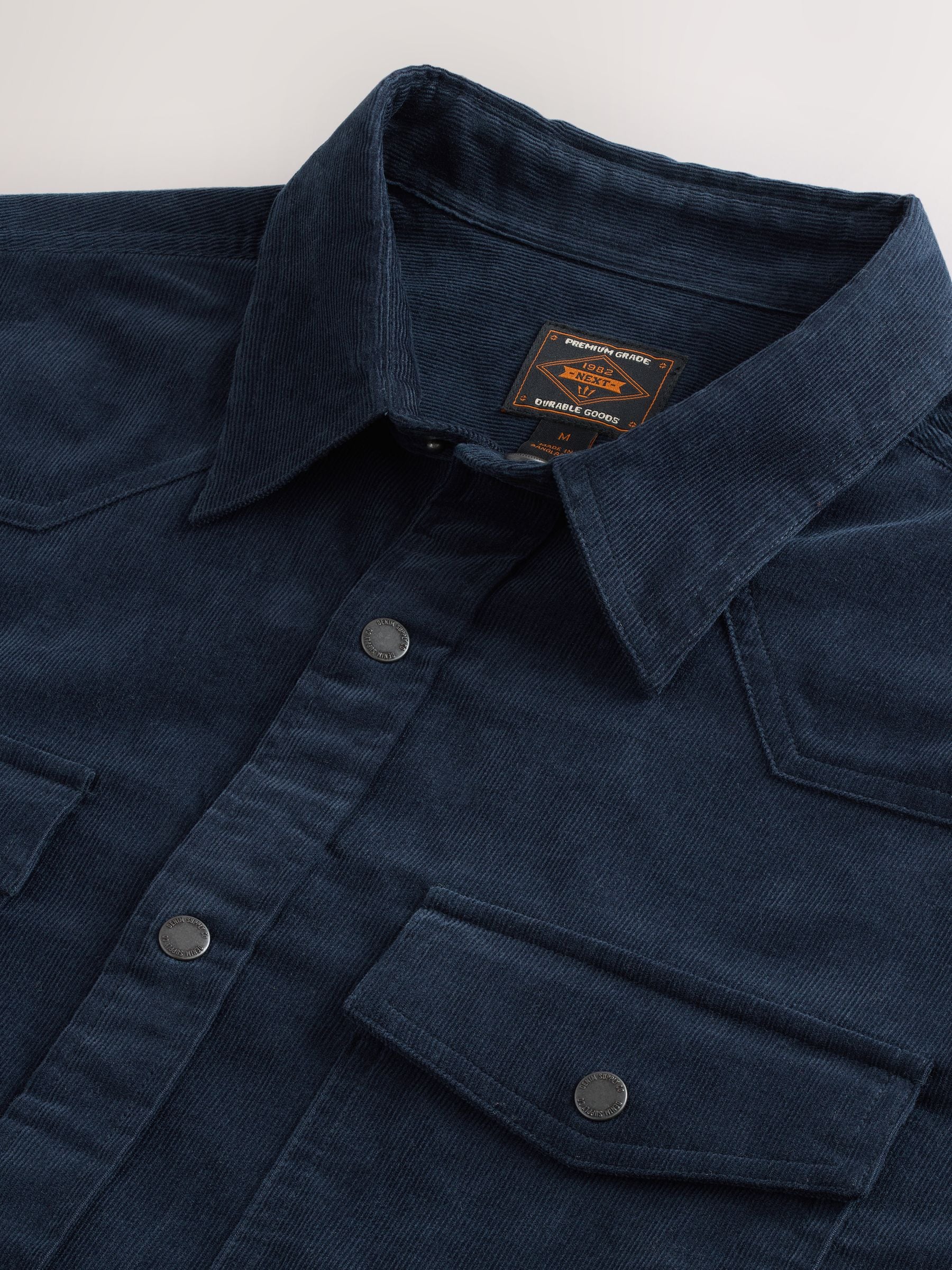 Buy Navy Blue Western Styling Long Sleeve Cord Shirt from Next USA