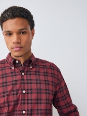 Rojo burdeos - Camisa Oxford elástica a cuadros con manga larga - Imagen 4 de 9