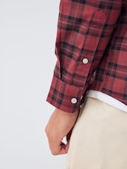 Rojo burdeos - Camisa Oxford elástica a cuadros con manga larga - Imagen 5 de 9