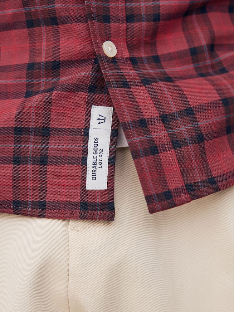 burgundy check dress shirt Comfort Stretch Non-Iron Check Dress Shirt - Burgundy