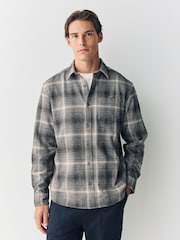 Grey Western Style Ombre Check Long Sleeve Shirt - Image 1 of 7