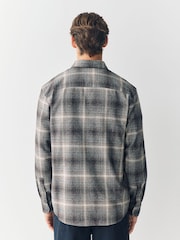 Grey Western Style Ombre Check Long Sleeve Shirt - Image 3 of 7