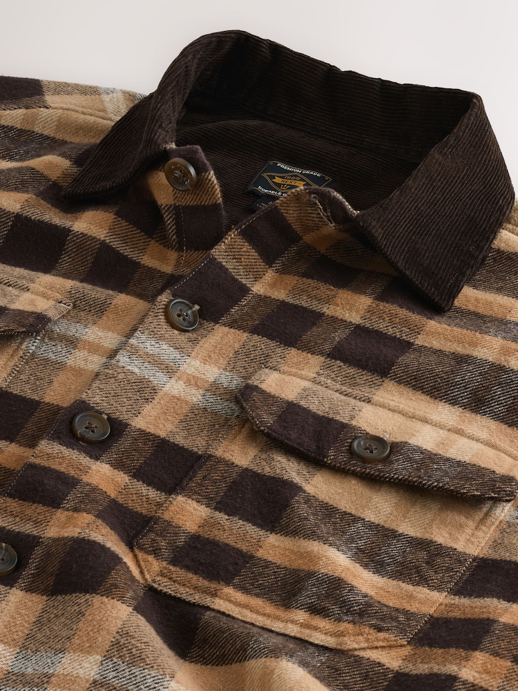 Brown Cord Collar Check Long Sleeve Shirt - Image 2 of 3