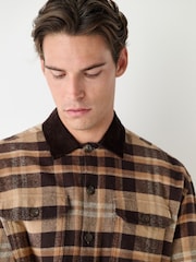 Brown Cord Collar Check Long Sleeve Shirt - Image 4 of 8