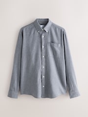 Grey Stripe Long Sleeve Brushed Oxford Shirt - Image 1 of 3