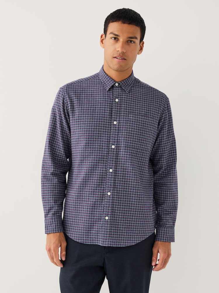 Burgundy Red Long Sleeve Check Shirt - Image 1 of 8