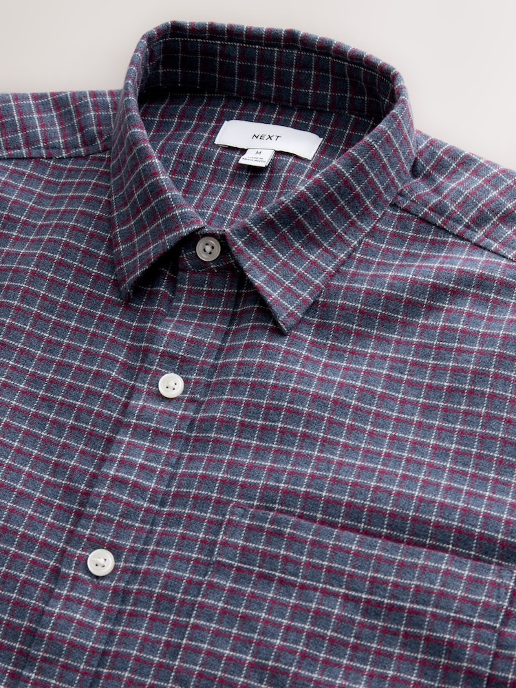 Burgundy Red Long Sleeve Check Shirt - Image 8 of 8