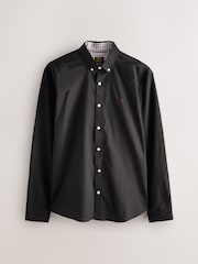 أسود - قميص أكسفورد بأكمام طويلة قابل للتمدد - صورة 7 من 9