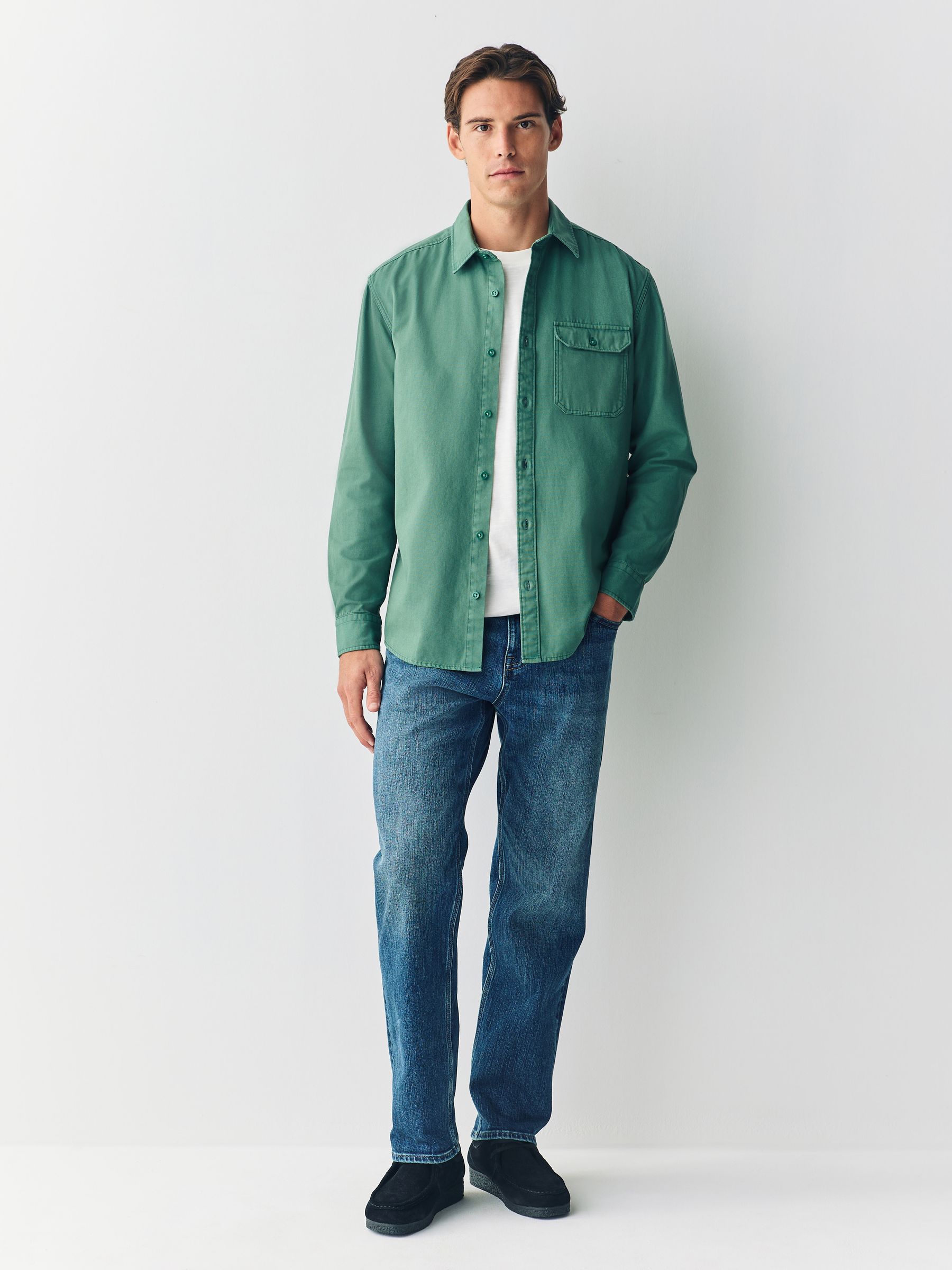 Buy Green Long Sleeve Garment Dyed Oxford Shirt from Next USA