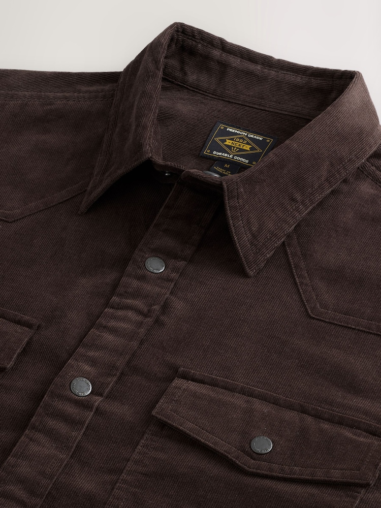Buy Chocolate Brown Western Styling Long Sleeve Cord Shirt from Next USA Buy Chocolate Brown Western Styling Long Sleeve Cord Shirt from Next USA