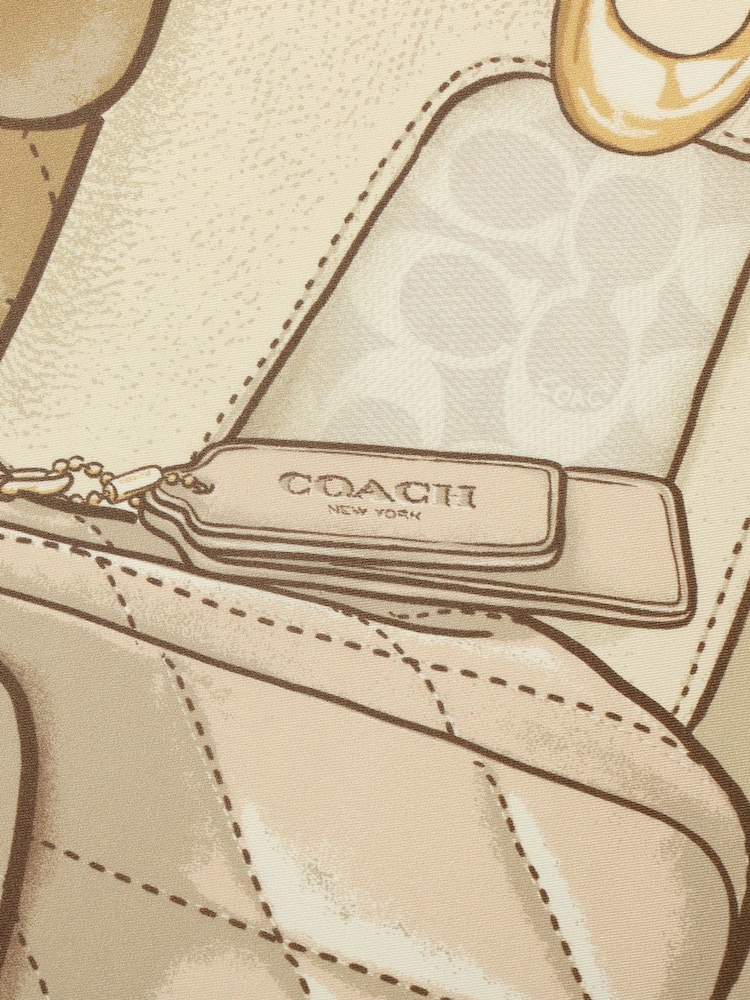 COACH Cream Stacked Tabby Printed Silk Square Scarf - Image 4 of 4 COACH Cream Stacked Tabby Printed Silk Square Scarf - Image 4 of 4