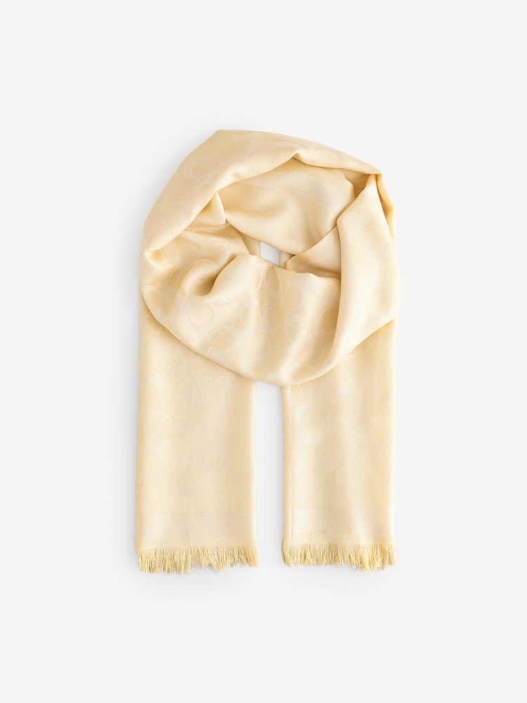COACH Cream Bias Signature C Oblong Scarve - Image 1 of 3 COACH Cream Bias Signature C Oblong Scarve - Image 1 of 3