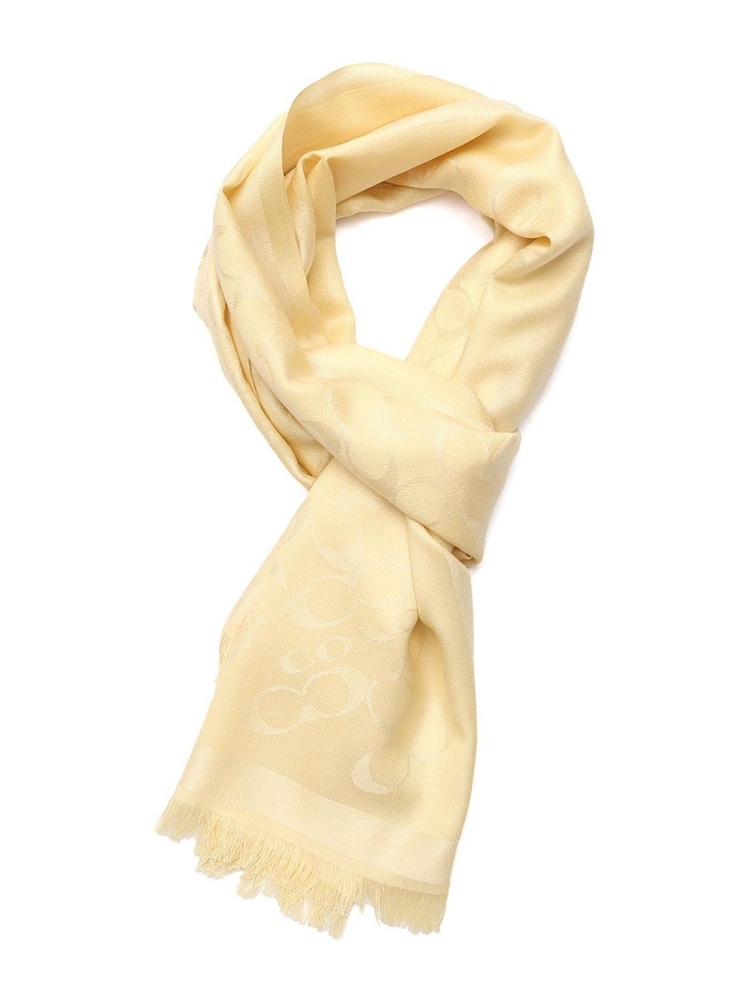 COACH Cream Bias Signature C Oblong Scarve - Image 3 of 3 COACH Cream Bias Signature C Oblong Scarve - Image 3 of 3