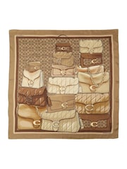 COACH Brown Stacked Tabby Printed Silk Square Scarf - Image 3 of 4