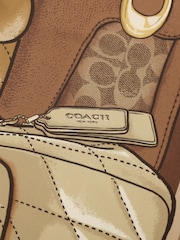 COACH Brown Stacked Tabby Printed Silk Square Scarf - Image 4 of 4