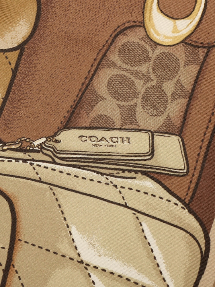 COACH Brown Stacked Tabby Printed Silk Square Scarf - Image 4 of 4