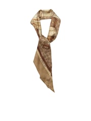 COACH Brown Stacked Tabby Printed Wide Silk Skinny Scarf - Image 1 of 4