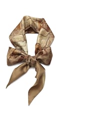 COACH Brown Stacked Tabby Printed Wide Silk Skinny Scarf - Image 2 of 4