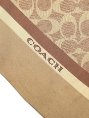 COACH Brown Stacked Tabby Printed Wide Silk Skinny Scarf - Image 4 of 4