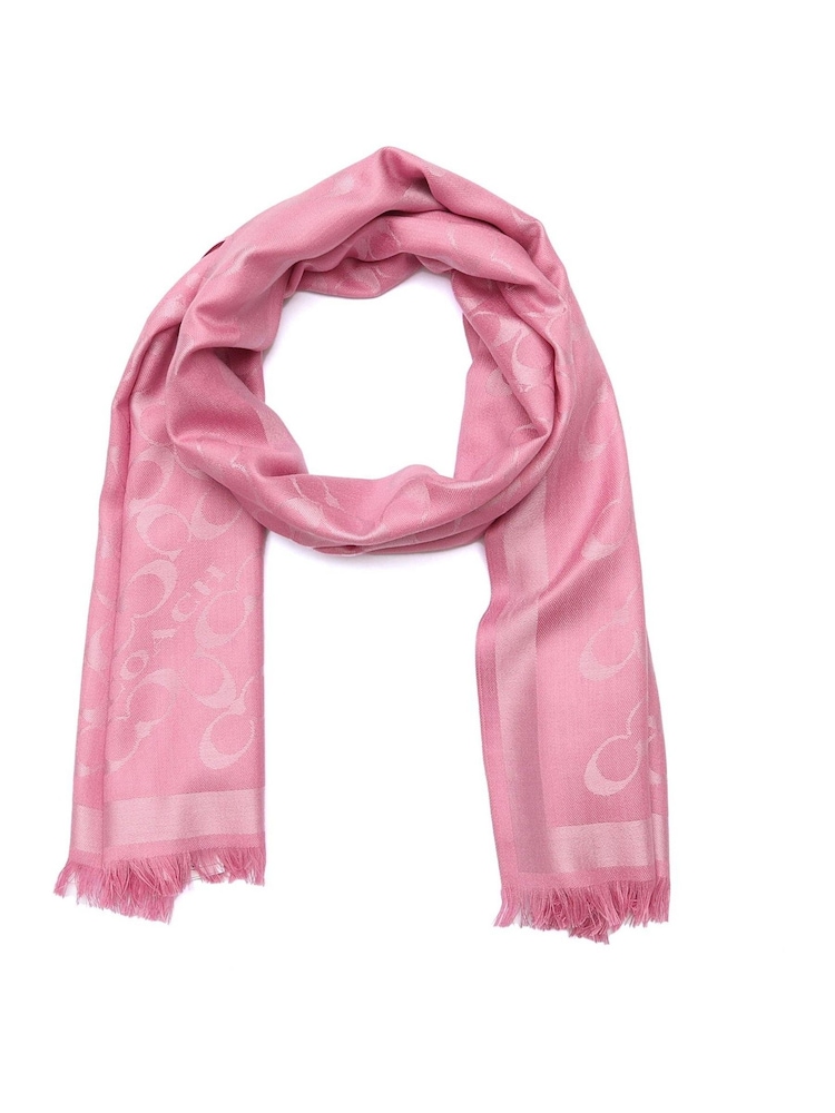 COACH Pink Bias Signature C Oblong Scarf - Image 1 of 4