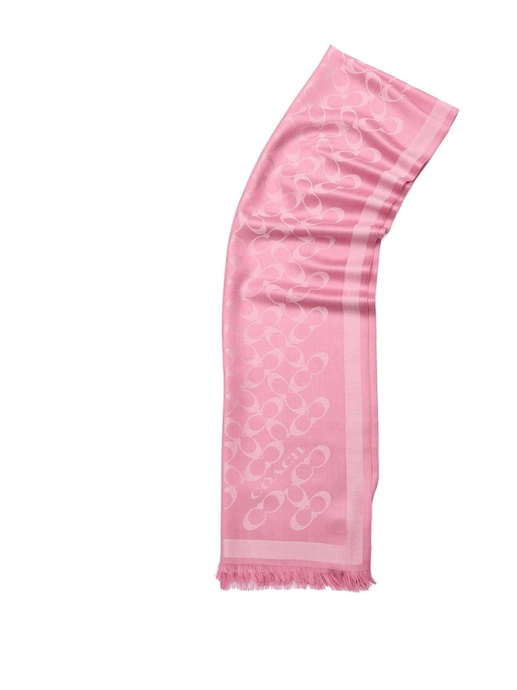 COACH Pink Bias Signature C Oblong Scarf - Image 3 of 4